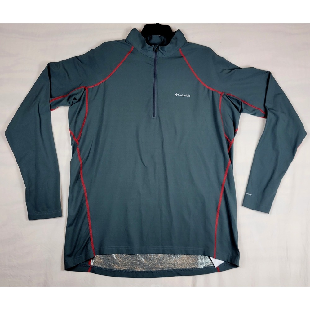 Columbia Mens Omni-Heat Midweight 1/4 Zip Base Layer Gray Red XM6320 XXL
